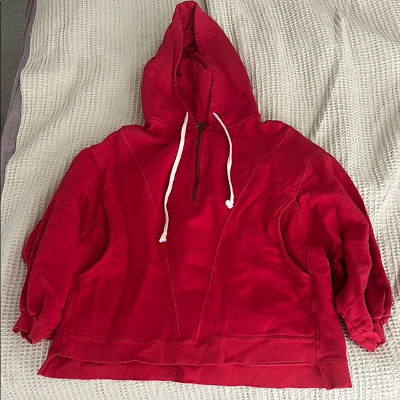 Free People Red Hooded Sweater - Picture 1 of 5